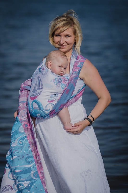 Żakardowa chusta do noszenia dzieci, bawełna - NA FALI - rozmiar S #babywearing