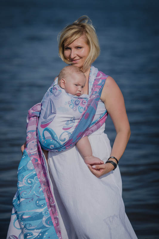 Baby Wrap, Jacquard Weave (100% cotton) - HIGH TIDE - size M #babywearing