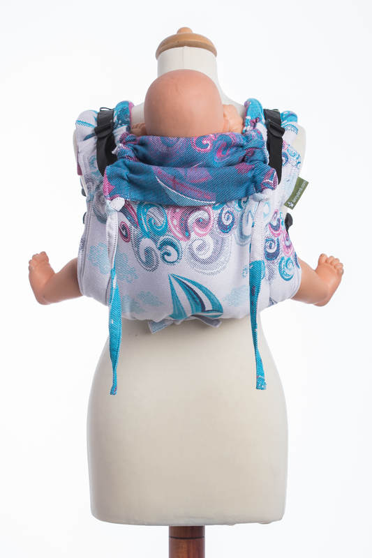 Lenny Buckle Onbuhimo baby carrier, standard size, jacquard weave (100% cotton) - HIGH TIDE #babywearing