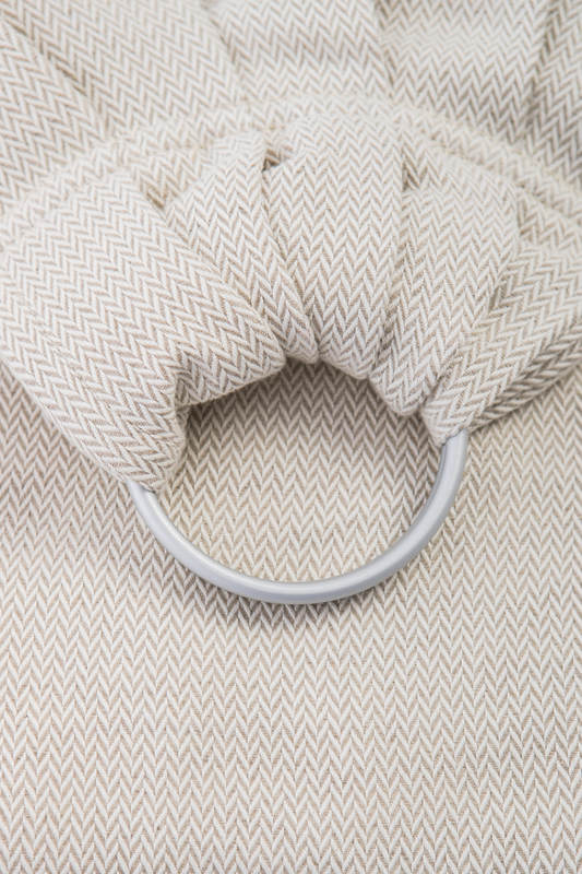 Bandolera de anillas, tejido espiga (60% algodón, 40% lino) - LITTLE HERRINGBONE NATURE - long 2.1m #babywearing