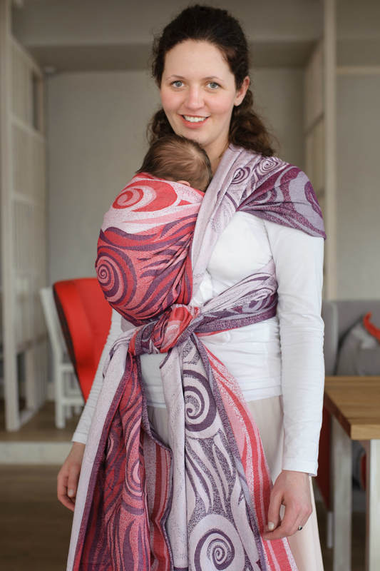 Żakardowa chusta do noszenia dzieci, 100% bawełna - BORDOWE FALE - rozmiar XL #babywearing