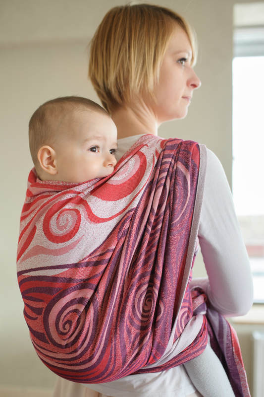 Żakardowa chusta do noszenia dzieci, 100% bawełna - BORDOWE FALE - rozmiar L #babywearing