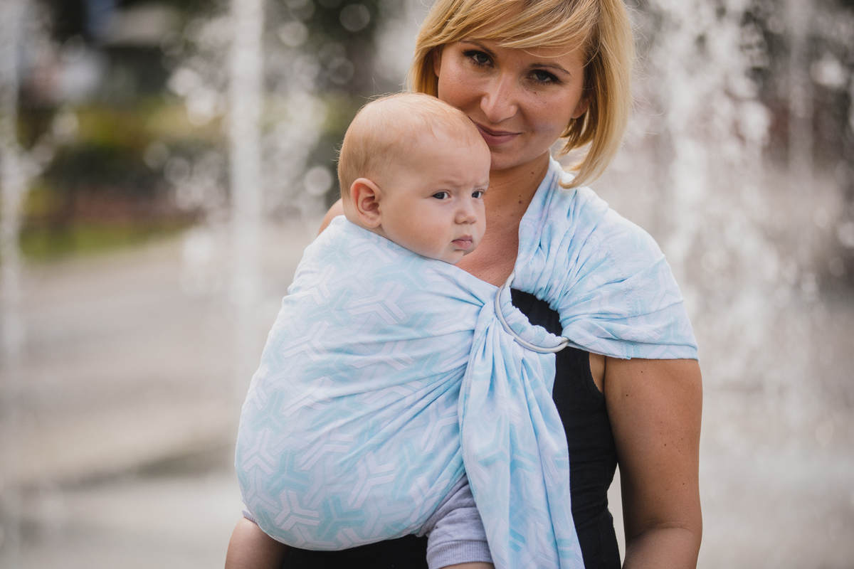 Żakardowa chusta kółkowa do noszenia dzieci, bawełna, ramię bez zakładek - TRINITY - long 2.1m (drugi gatunek) #babywearing