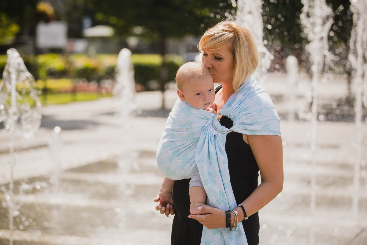 Żakardowa chusta kółkowa do noszenia dzieci, bawełna, ramię bez zakładek - TRINITY - long 2.1m #babywearing