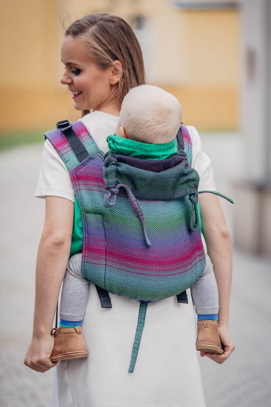 Lenny Buckle Onbuhimo baby carrier, standard size, herringbone weave (100% cotton) - LITTLE HERRINGBONE IMPRESSION DARK #babywearing