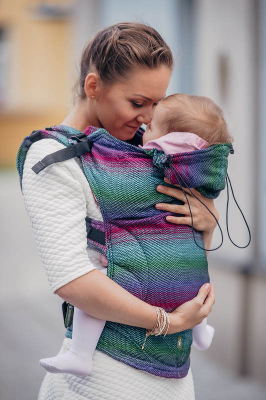 Ergonomic Carrier, Toddler Size, herringbone weave 100% cotton - LITTLE HERRINGBONE IMPRESSION DARK - Second Generation #babywearing