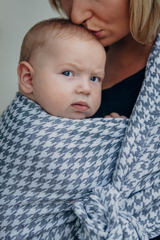 Żakardowa chusta do noszenia dzieci, 60% bawełna, 40% len - MAŁA PEPITKA  - rozmiar XS #babywearing