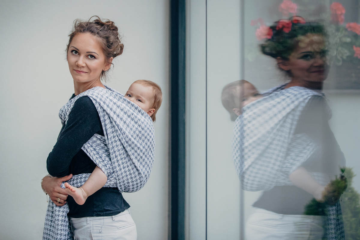 Żakardowa chusta do noszenia dzieci, 60% bawełna, 40% len - MAŁA PEPITKA  - rozmiar XL #babywearing