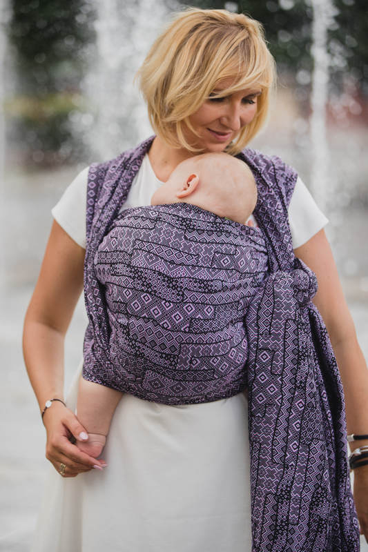 Żakardowa chusta do noszenia dzieci, bawełna - ENIGMA FIOLETOWA - rozmiar XL #babywearing