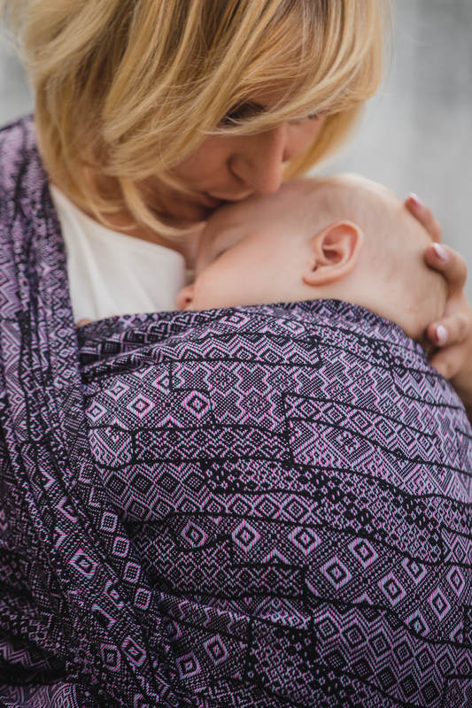 Żakardowa chusta do noszenia dzieci, bawełna - ENIGMA FIOLETOWA - rozmiar S (drugi gatunek) #babywearing