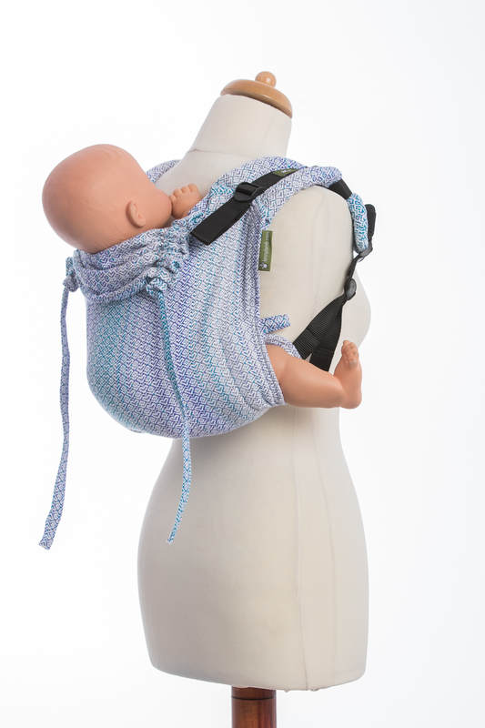 Lenny Buckle Onbuhimo baby carrier, standard size, jacquard weave (60% cotton, 28% merino wool, 8% silk, 4% cashmere) - LITTLE LOVE SUMMER SKY #babywearing