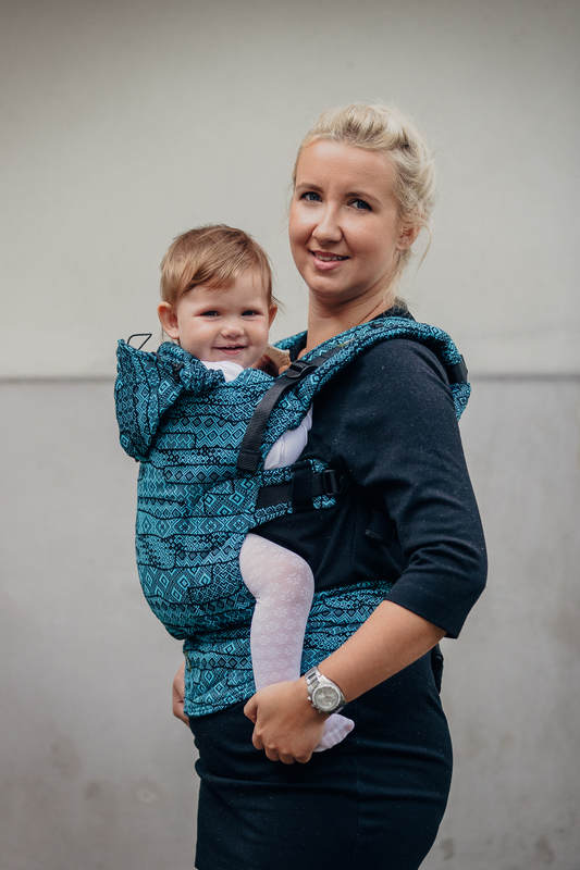 Ergonomic Carrier, Toddler Size, jacquard weave 100% cotton - ENIGMA BLUE, Second Generation #babywearing