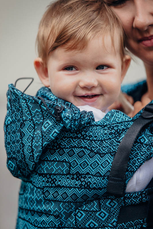 Ergonomic Carrier, Toddler Size, jacquard weave 100% cotton - ENIGMA BLUE, Second Generation #babywearing
