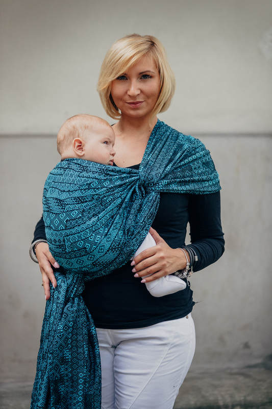 Baby Wrap, Jacquard Weave (100% cotton) - ENIGMA BLUE - size M #babywearing