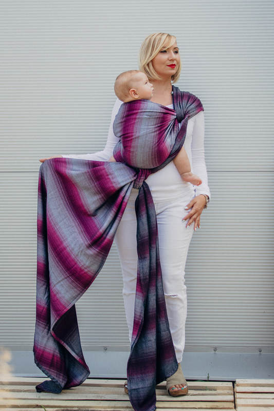 Chusta do noszenia dzieci, tkana splotem jodełkowym, bawełna - MAŁA JODEŁKA INSPIRACJA - rozmiar M (drugi gatunek) #babywearing