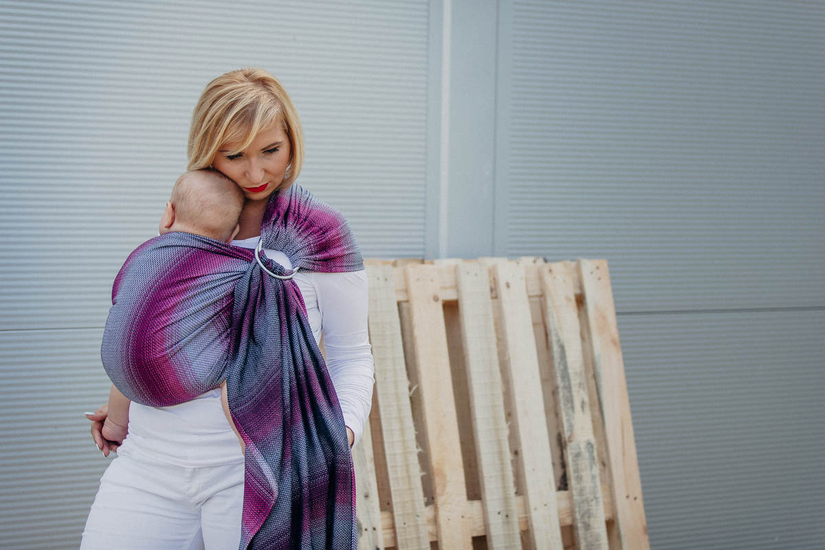 RingSling, Jacquardwebung (100% Baumwolle), mit Raffung an den Ringen - LITTLE HERRINGBONE INSPIRATION - standard 1.8m #babywearing