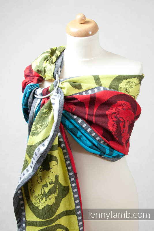 Ringsling, Jacquard Weave (100% cotton), with gathered shoulder - Movie Star - long 2.1m #babywearing