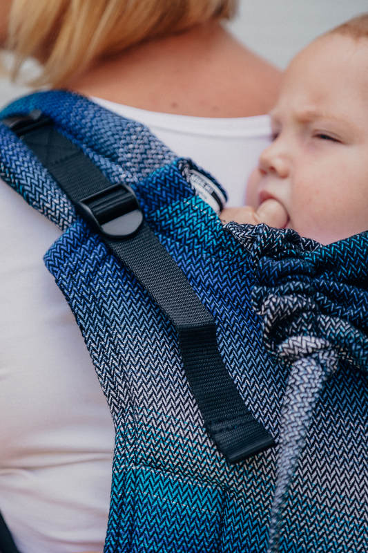 Lenny Buckle Onbuhimo baby carrier, standard size, herringbone weave (100% cotton) - LITTLE HERRINGBONE ILLUSION (grade B) #babywearing