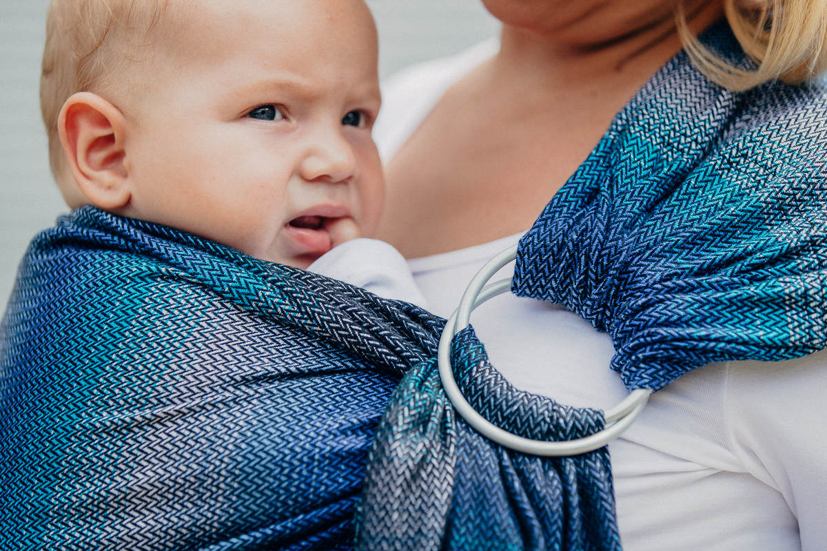 Ringsling, Jacquard Weave (100% cotton), with gathered shoulder - LITTLE HERRINGBONE ILLUSION  - standard 1.8m #babywearing