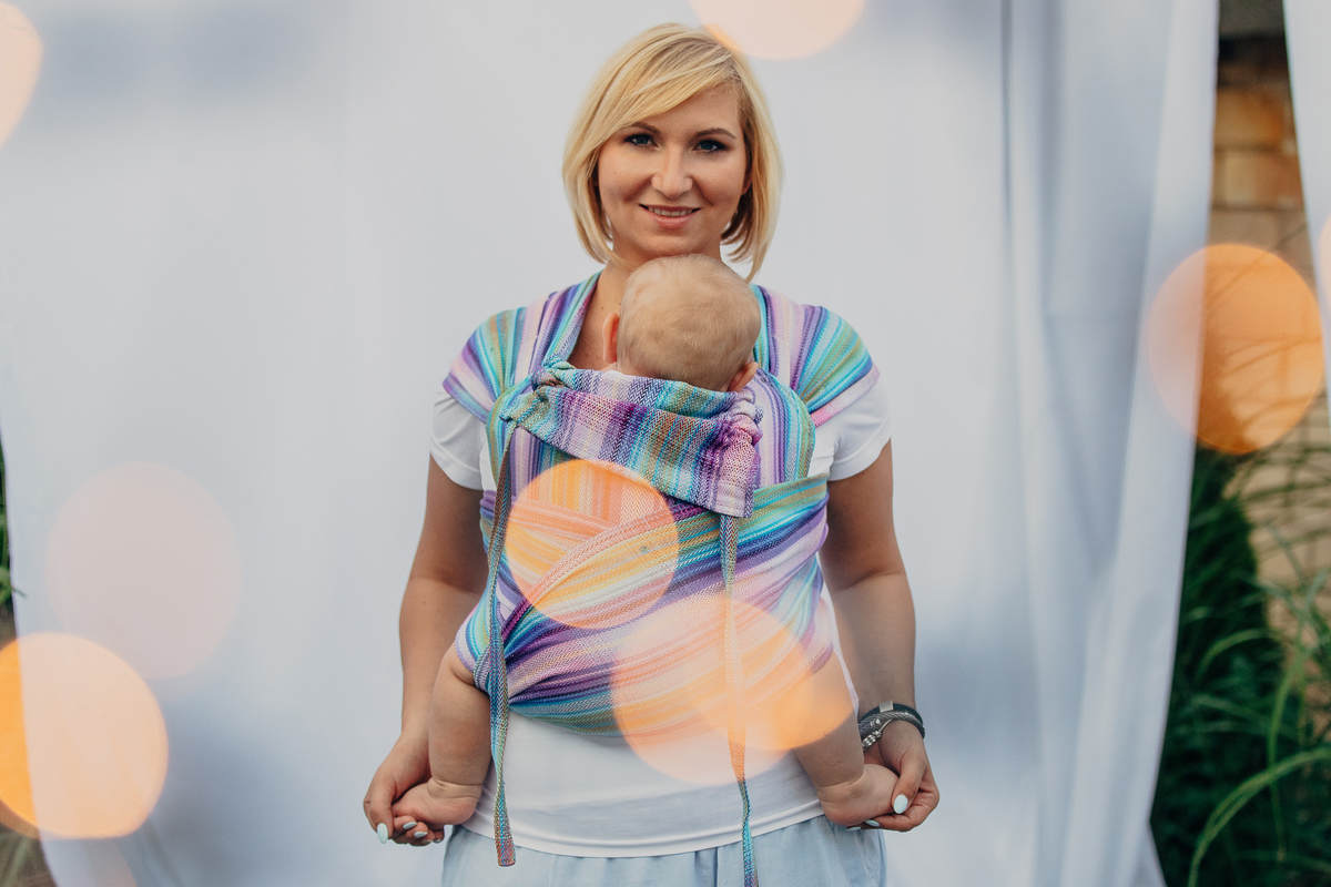 WRAP-TAI Mini con cappuccio, tessitura spina di pesce, 100% cotone - LITTRE HERRINGBONE - TAMONEA #babywearing