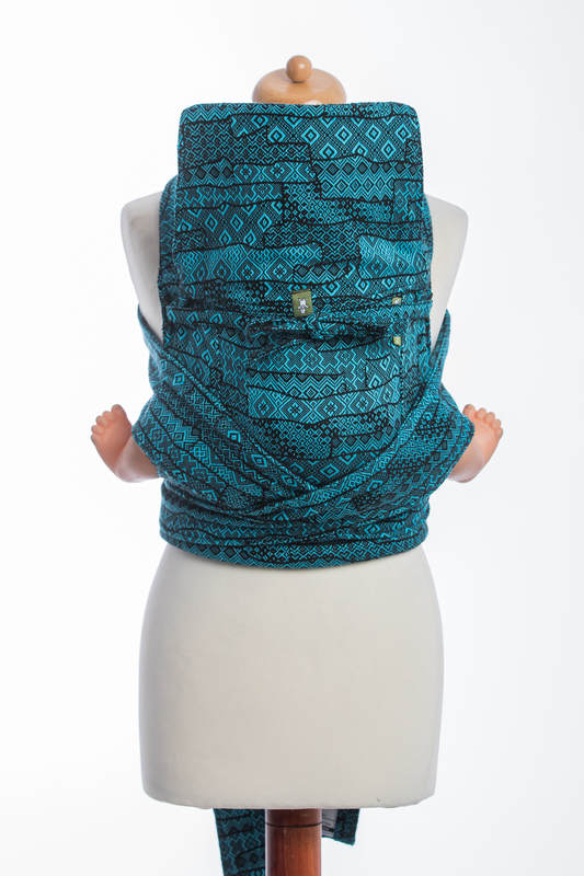 Mei Tai carrier Toddler with hood/ jacquard twill / 100% cotton /  ENIGMA BLUE #babywearing