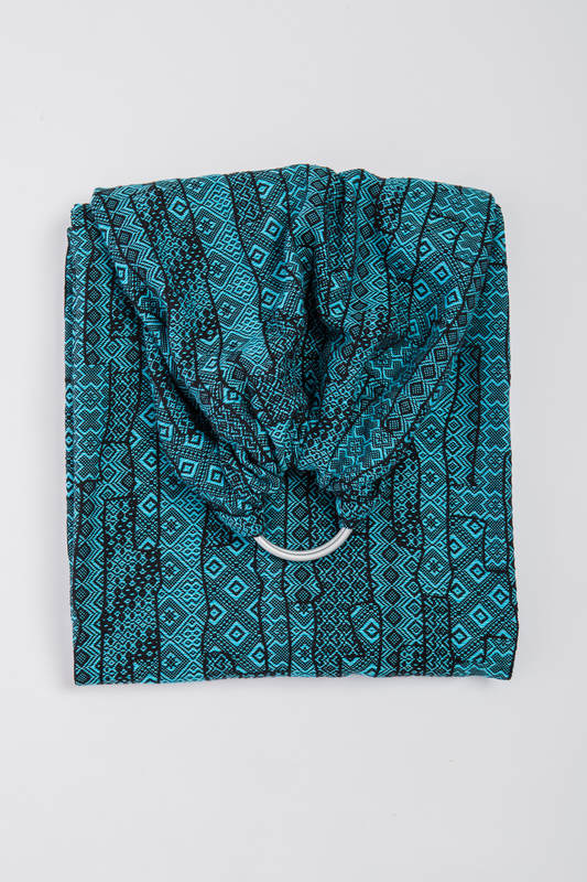 Ringsling, Jacquard Weave (100% cotton), with gathered shoulder - ENIGMA BLUE - long 2.1m #babywearing