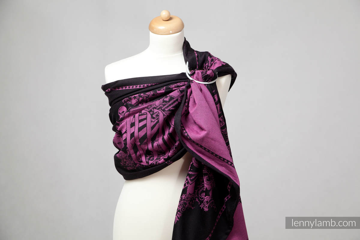 Ringsling, Jacquard Weave (100% cotton) - Speed Black & Purple - long 2.1m #babywearing