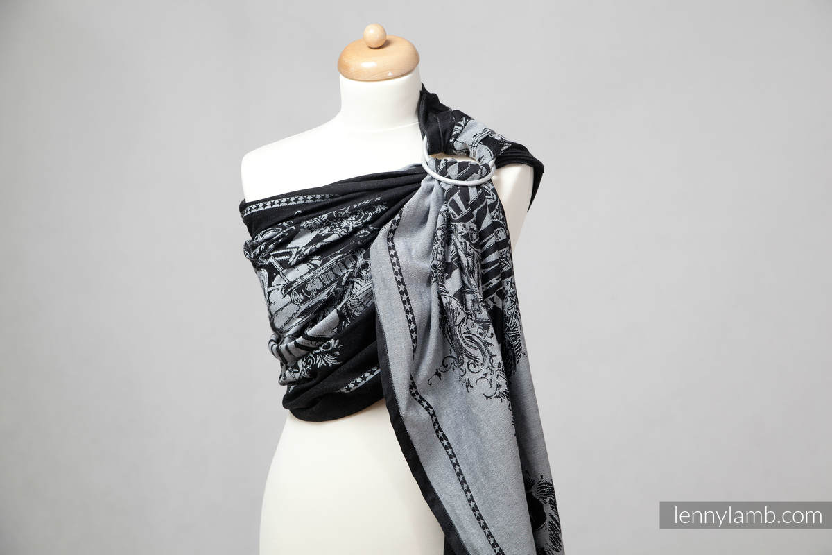 Ringsling, Jacquard Weave (100% cotton) - Speed Black & White - long 2.1m #babywearing