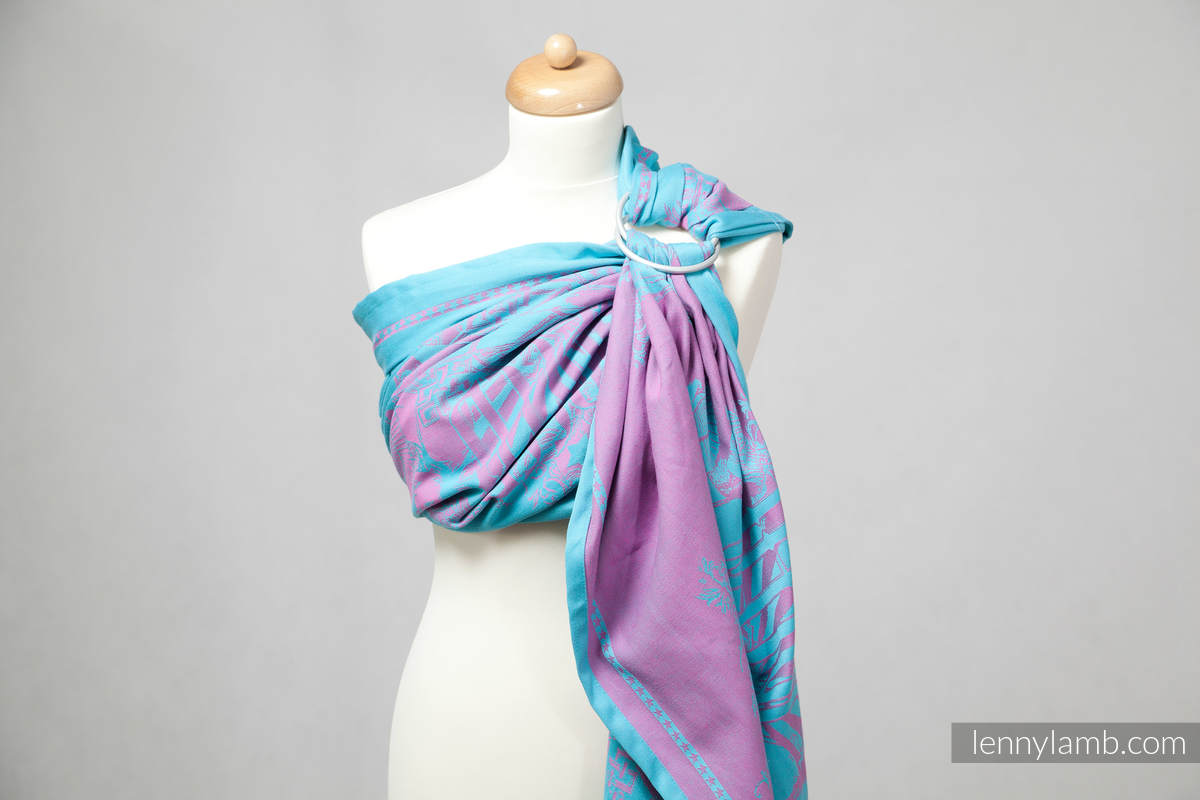 Ringsling, Jacquard Weave (100% cotton) - Speed Turquoise & Pink - long 2.1m #babywearing
