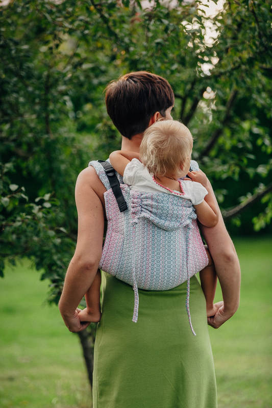 Lenny Buckle Onbuhimo baby carrier, standard size, jacquard weave (60% cotton, 28% merino wool, 8% silk, 4% cashmere) - LITTLE LOVE ROSE GARDEN #babywearing