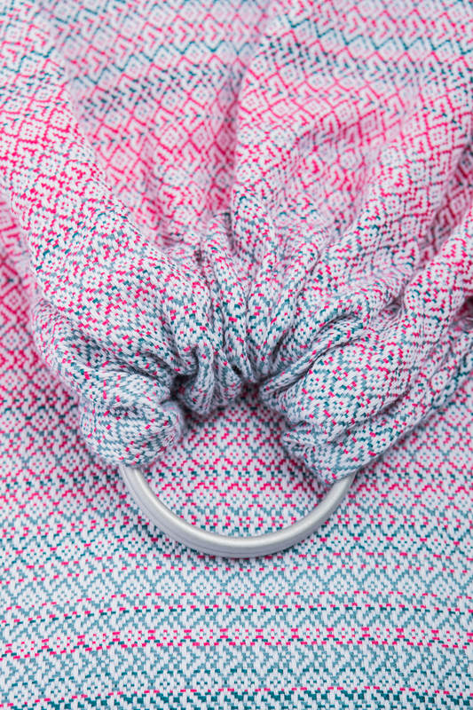 Ringsling, Jacquard Weave (60% cotton, 28% merino wool, 8% silk, 4% cashmere), with gathered shoulder - LITTLE LOVE - ROSE GARDEN - long 2.1m #babywearing
