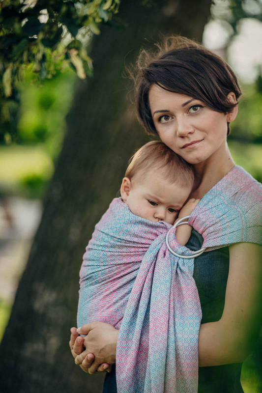 Żakardowa chusta kółkowa do noszenia dzieci, bawełna - LITTLE LOVE - BRZASK - long 2.1m #babywearing