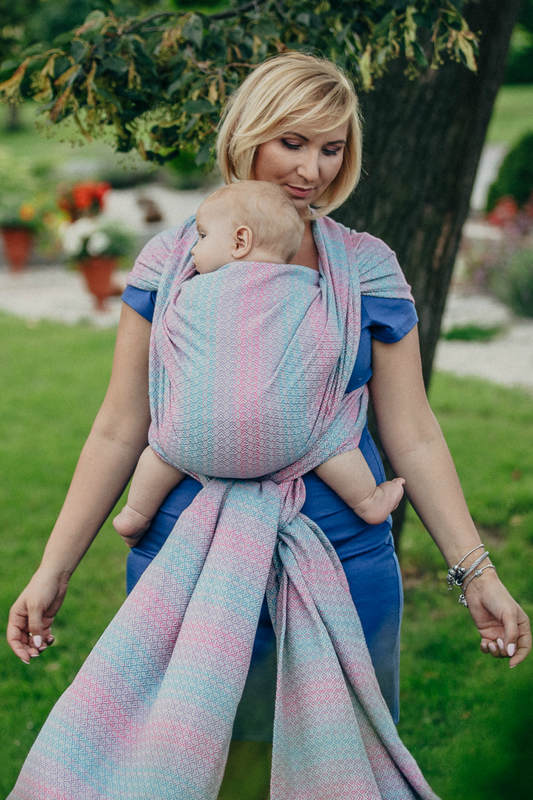Żakardowa chusta do noszenia dzieci, bawełna - LITTLE LOVE - BRZASK - rozmiar XL #babywearing