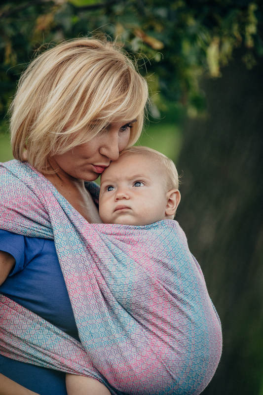 Baby Wrap, Jacquard Weave (100% cotton) - LITTLE LOVE - DAYBREAK - size M (grade B) #babywearing
