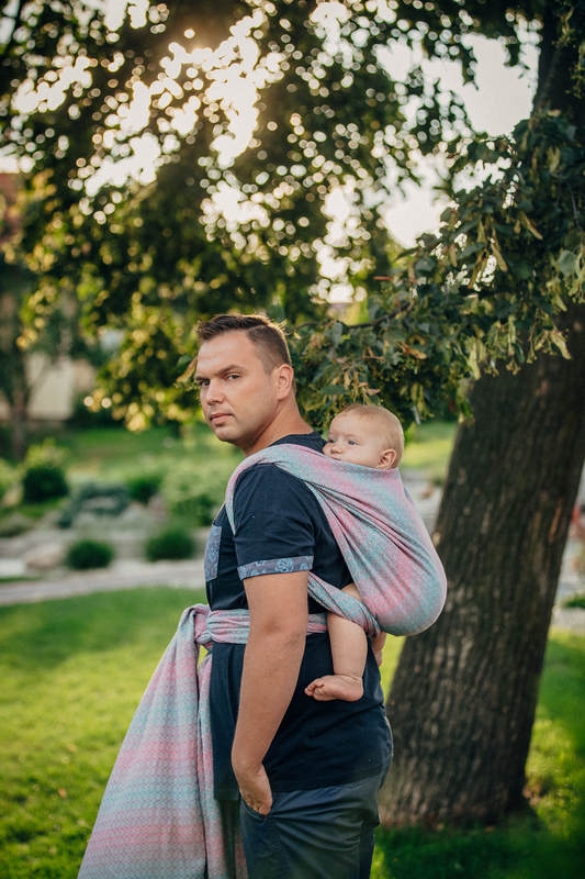 Żakardowa chusta do noszenia dzieci, bawełna - LITTLE LOVE - BRZASK - rozmiar XL #babywearing