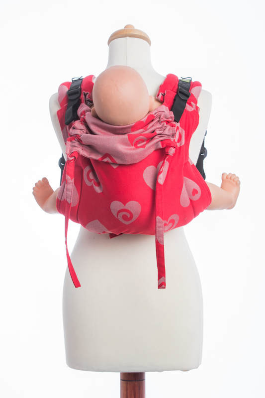Lenny Buckle Onbuhimo baby carrier, standard size, jacquard weave (100% cotton) - SWEETHEART RED & GRAY #babywearing
