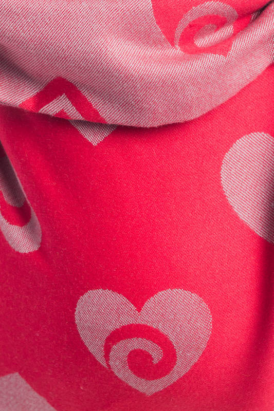 Nosidło Klamrowe ONBUHIMO z tkaniny żakardowej (100% bawełna), rozmiar Standard - SERDUSZKA CZERWONY z SZARYM #babywearing