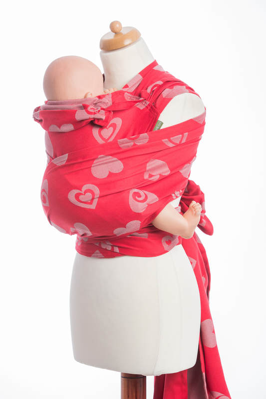 WRAP-TAI carrier Mini with hood/ jacquard twill / 100% cotton / SWEETHEART RED & GREY #babywearing