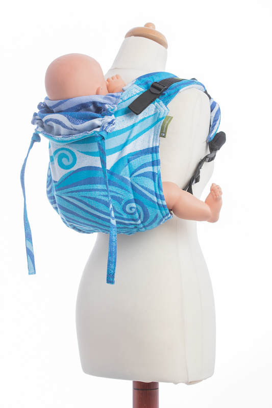 Nosidło Klamrowe ONBUHIMO z tkaniny żakardowej (100% bawełna), rozmiar Standard - NIEBIESKIE FALE #babywearing
