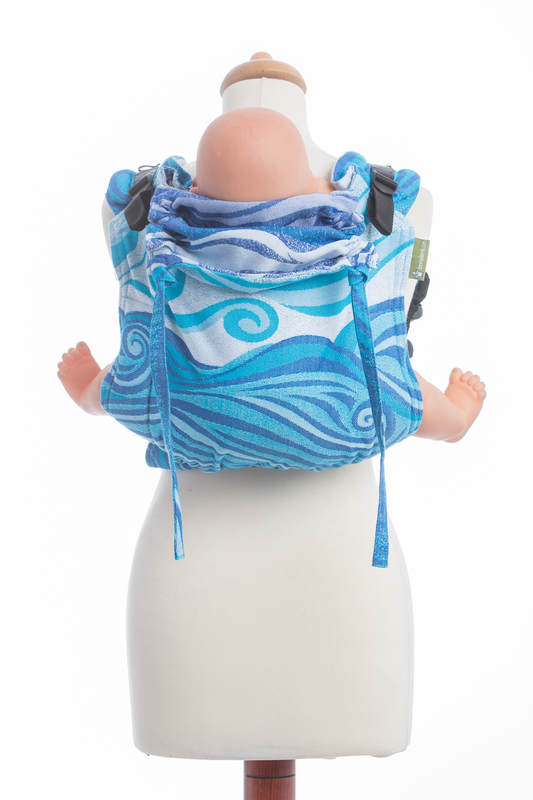 Lenny Buckle Onbuhimo baby carrier, standard size, jacquard weave (100% cotton) - BLUE WAVES #babywearing