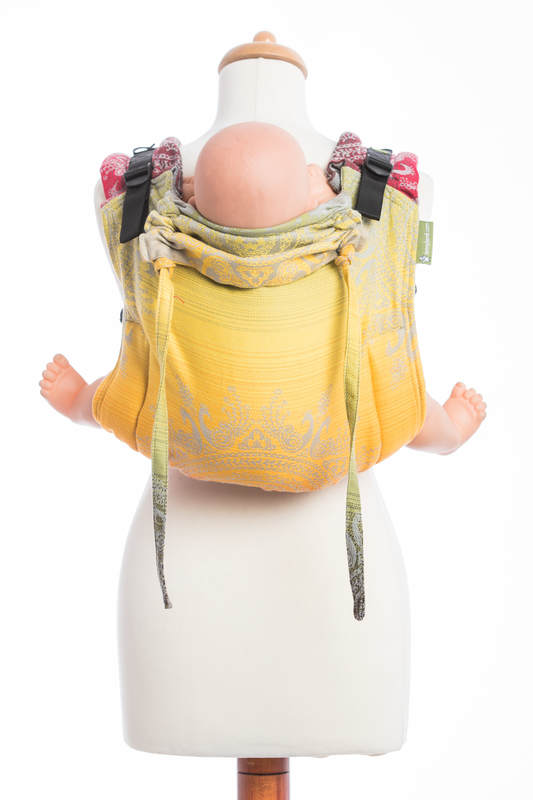 Nosidło Klamrowe ONBUHIMO z tkaniny żakardowej (100% bawełna), rozmiar Standard - KRÓLEWSKI PAW INDYJSKI (drugi gatunek) #babywearing