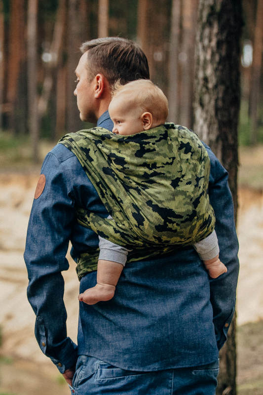 Baby Wrap, Jacquard Weave (100% cotton) - GREEN CAMO - size L #babywearing