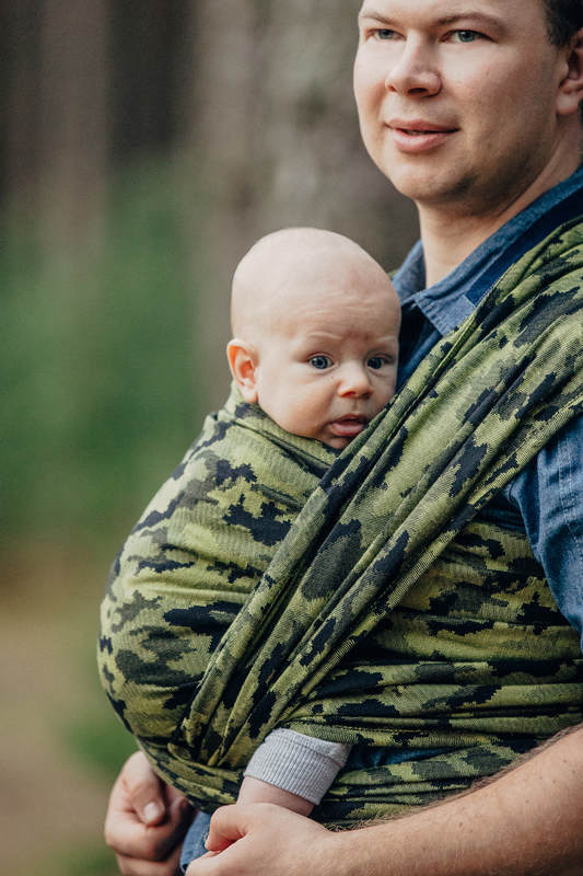 Żakardowa chusta do noszenia dzieci, bawełna - ZIELONE MORO - rozmiar S #babywearing