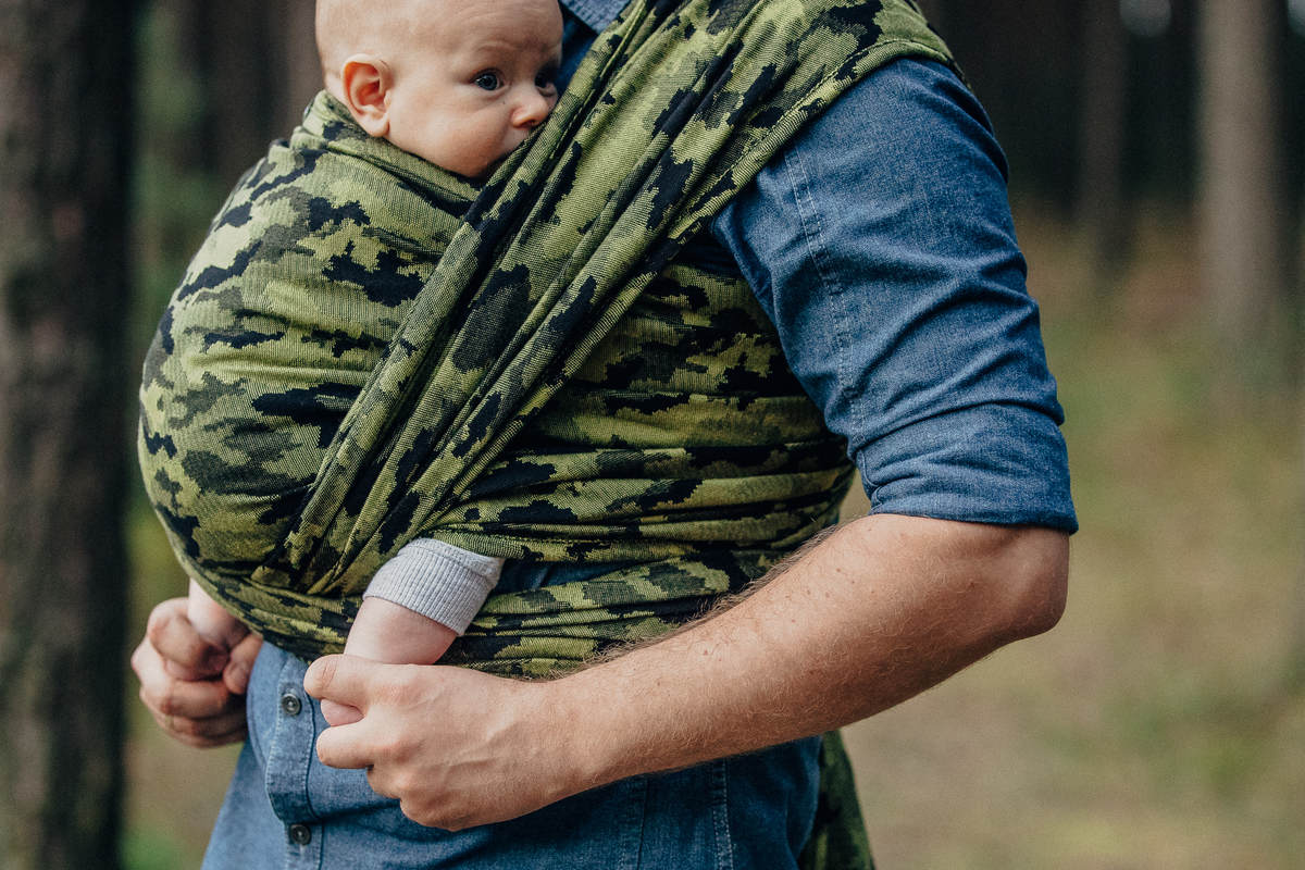Baby Wrap, Jacquard Weave (100% cotton) - GREEN CAMO - size XS #babywearing