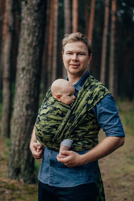 Żakardowa chusta do noszenia dzieci, bawełna - ZIELONE MORO - rozmiar XL #babywearing