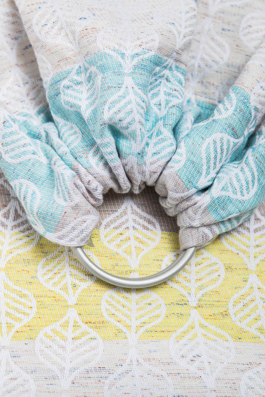 Bandolera de anillas, tejido Jacquard (80% algodón, 17% lana merino, 2% seda, 1% cachemira) - con plegado simple - DAISY PETALS - long 2.1m #babywearing