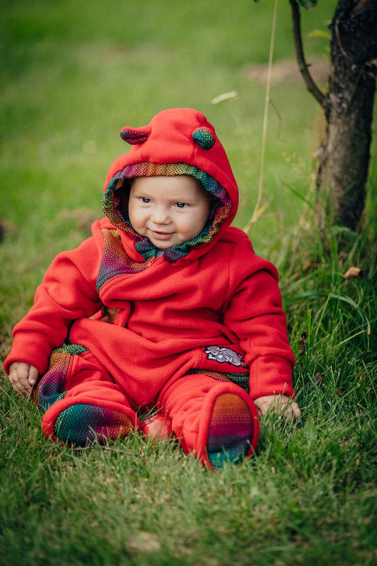 Bear Romper - size 68 -  red with Little Herringbone Imagination Dark #babywearing