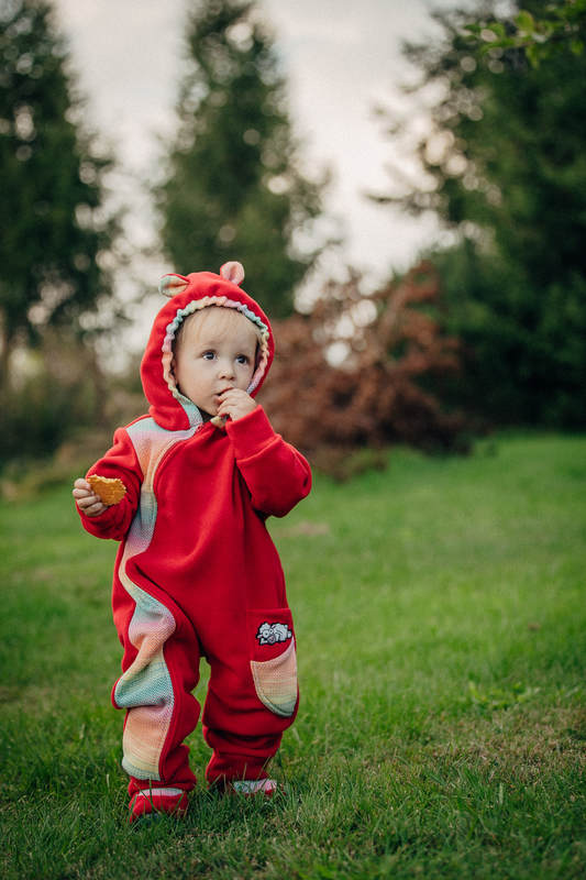 Pajacyk misiowy - rozmiar 62 - czerwony z Małą Jodełką Wyobraźnią #babywearing