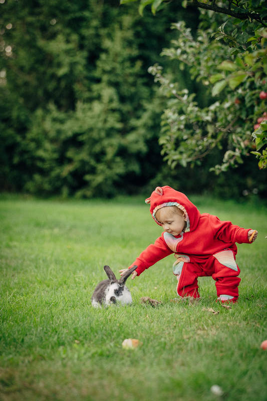 Pajacyk misiowy - rozmiar 80 - czerwony z Małą Jodełką Wyobraźnią #babywearing