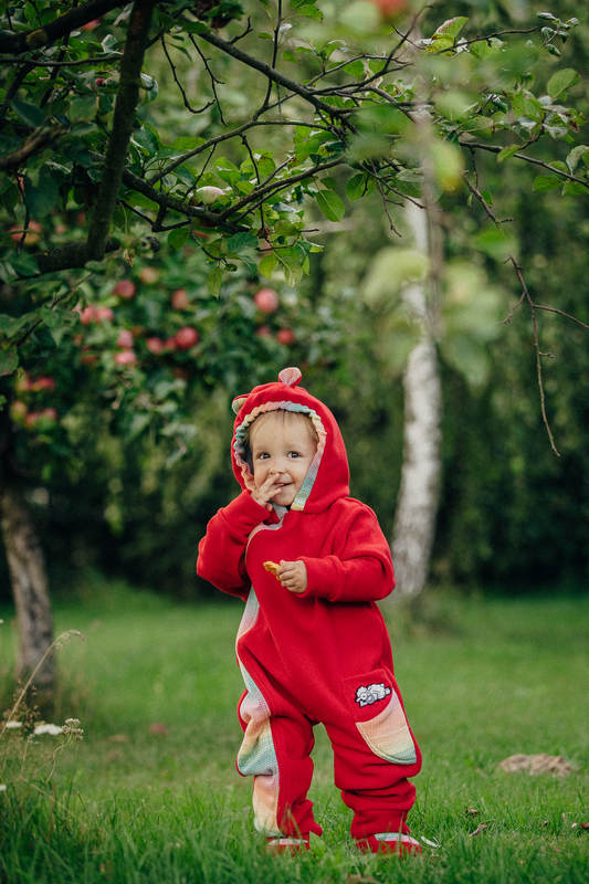 Pajacyk misiowy - rozmiar 74 - czerwony z Małą Jodełką Wyobraźnią #babywearing